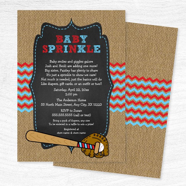 Invitation Le bébé rustique de base-ball baby shower (Créateur téléchargé)