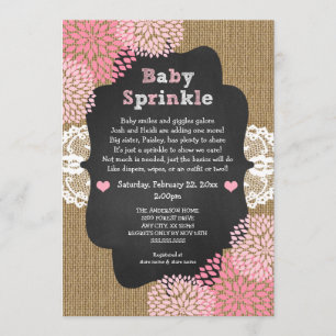 Invitation Le bébé rustique de fille arrosent des