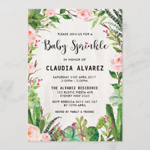 Invitation Le bébé succulent d'aquarelle arrosent