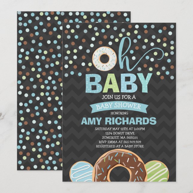 Invitation Le beignet d'invitation de baby shower de beignet (Devant / Derrière)