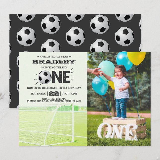 Invitation Le Big One | Football 1er anniversaire photo (Devant / Derrière)