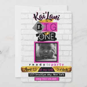 Invitation Le BIG One  Hip hop Retro 1er Anniversaire Photo r