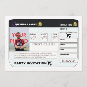 Invitation Le billet d'avion d'invitation de fête
