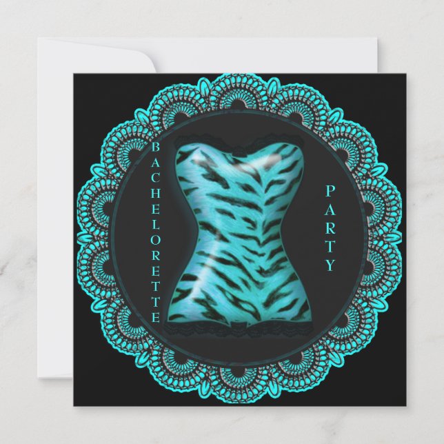 INVITATION LE BLACK ET AQUA LACE BACHELORETTE INVI MODERNE (Devant)