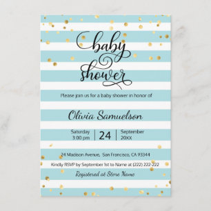 Invitation Le blanc bleu mignon barre le baby shower de