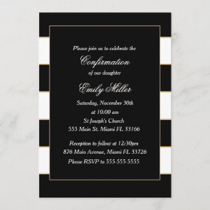 Invitation Le blanc noir barre l'invitation de confirmation