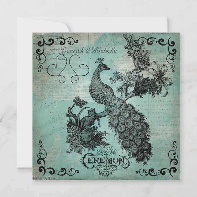 Invitation Le bleu chantent à un paon de chanson le (Devant)