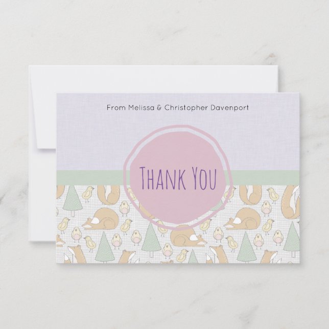 Invitation Le bois mignon crée le Merci de baby shower (Devant)