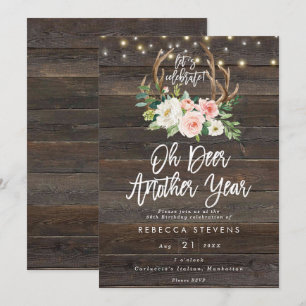 Invitation le bois rustique floral rose allume la fête