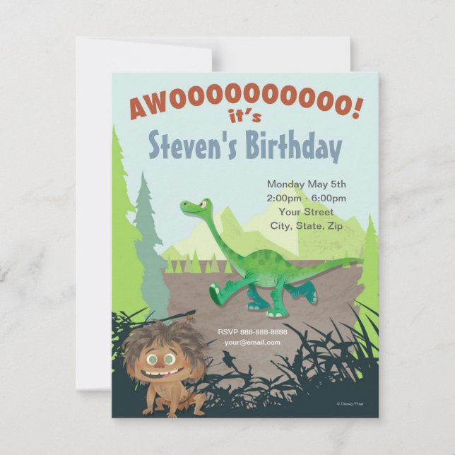 Invitation Le bon anniversaire de Dinosaur (Devant)