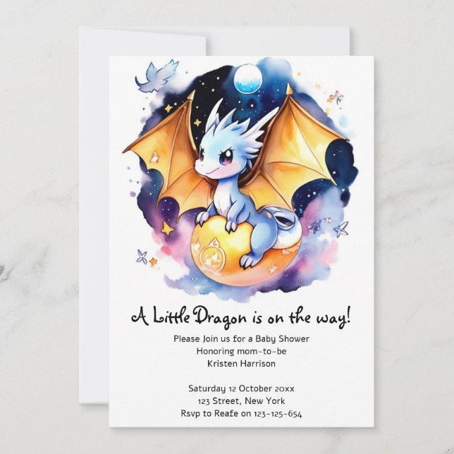 Invitation Le bon temps : Baby shower de dragon (Devant)