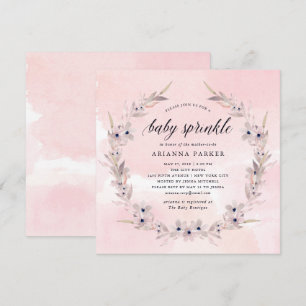 Invitation Le bonheur   d'aquarelle rougissent bébé floral