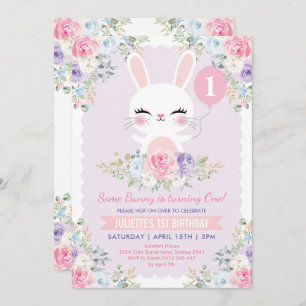 Invitation Le Bunny floral du printemps 1er anniversaire Cout