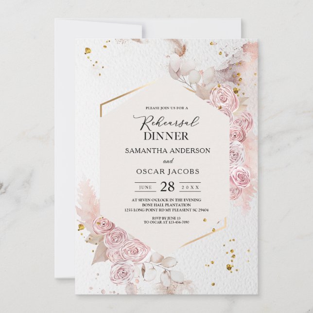 Invitation Le cadre floral Pastel élégant Fancy (Devant)