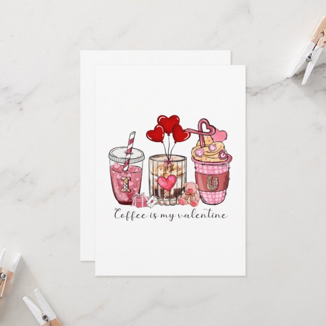 Invitation Le café est ma Saint Valentin (Devant/Arrière en situation)
