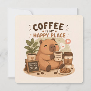 Invitation Le Café Est Mon Endroit Heureux Capybara Mignon Am