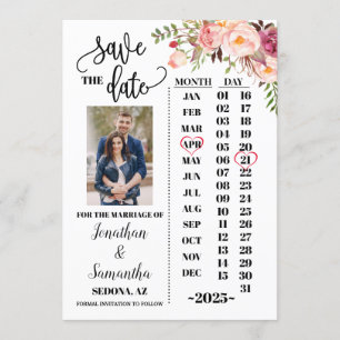 Invitation Le calendrier photo sauve la date mariage floral r