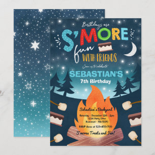 Invitation Le camping de la fête d'anniversaire de S'Mores
