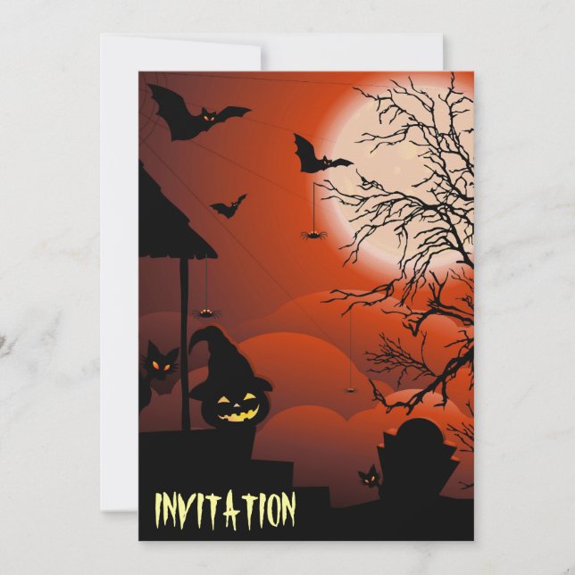 Invitation Le cauchemar de la lune sanglante d'Halloween (Devant)