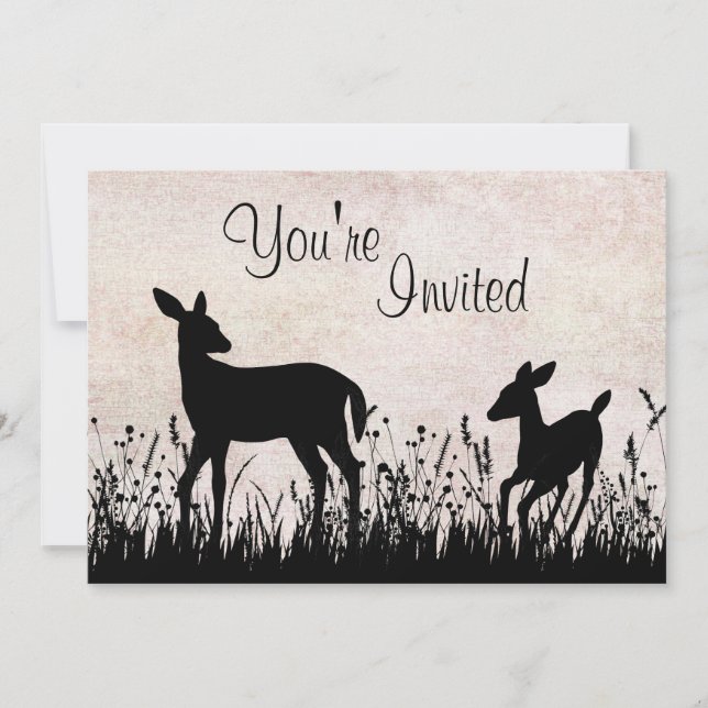 Invitation Le cerf dans l'invitation du Baby shower de prairi (Devant)