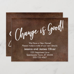 Invitation Le changement est bon ! Grunge Brown Moving Faire-