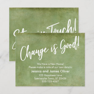 Invitation Le changement est bon ! Grunge Green Moving Faire-