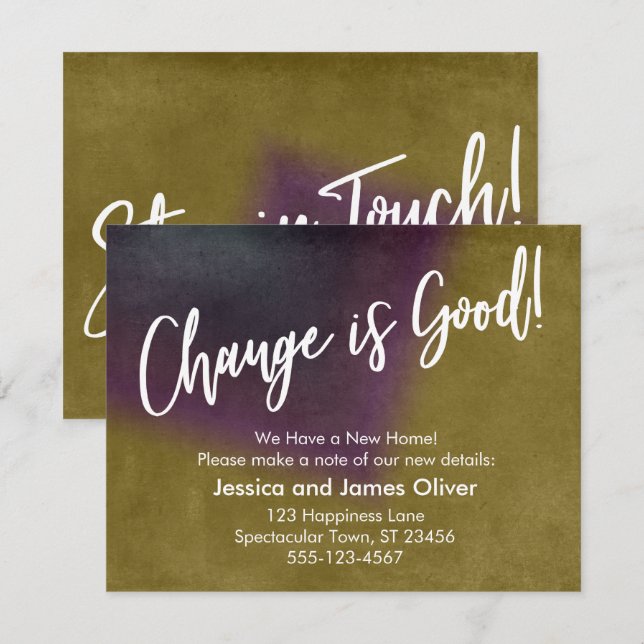 Invitation Le changement est une bonne chose ! Annonce grunge (Devant / Derrière)