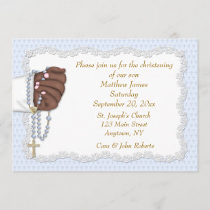 Invitation Le chapelet de main perle le bleu