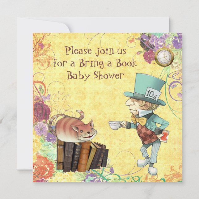 Invitation Le chapelier et le chat fous de Cheshire apportent (Devant)