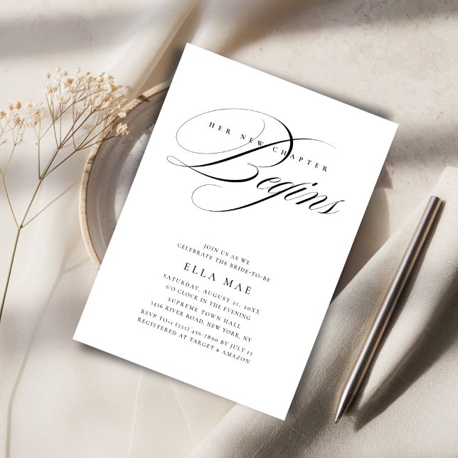 Invitation Le chapitre noir et blanc commence la Fête des mar (Créateur téléchargé)