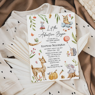 Invitation Le charme des animaux forestiers Baby shower neutr
