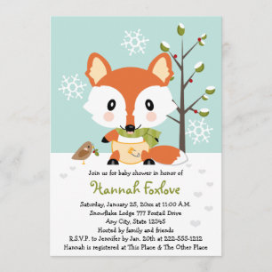 Invitation Le chevreuil d'hiver dans le Baby shower des plong