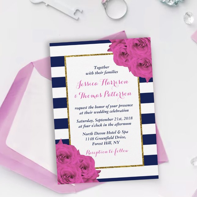 Invitation Le Chic Moderne Luxe Mariage Collection Rose Roses (Créateur téléchargé)