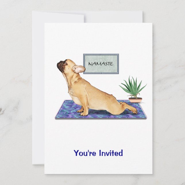 Invitation Le Chien à la française en train de faire du yoga  (Devant)