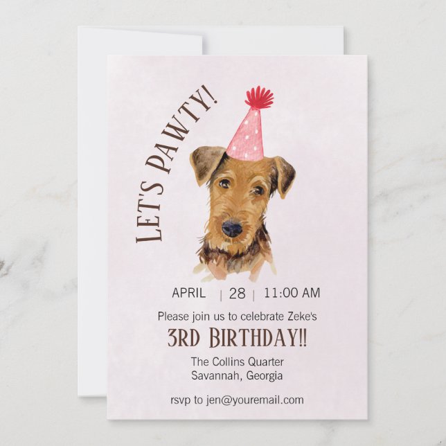 Invitation Le chien mignon laisse Pawty Anniversaire Invitati (Devant)