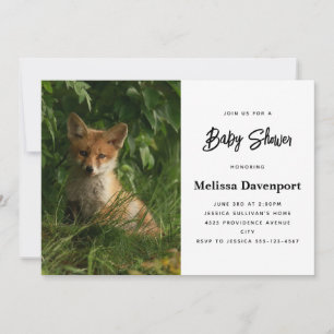 Invitation Le chou renard dans un Baby shower de forêt verte