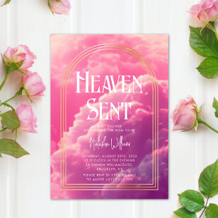 Invitation Le ciel a envoyé Baby shower de nuages roses