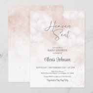 Invitation Le ciel a envoyé Baby shower rose