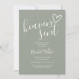 Invitation Le Ciel A Envoyé Sage Green Tout En Un Baby shower