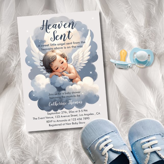 Invitation Le Ciel A Envoyé Un Bébé Ange Dans Le Baby shower  (Créateur téléchargé)