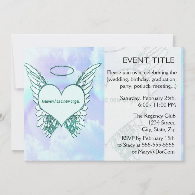 Invitation Le ciel a un nouvel ange (Devant)