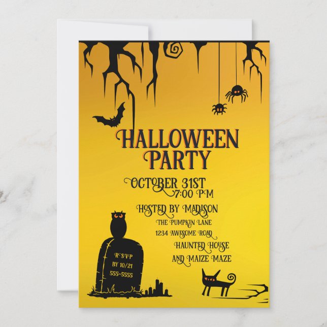 Invitation Le cimetière des graffitis d'Halloween (Devant)