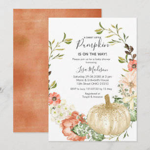 Invitation Le Citrouille d'automne est sur le chemin Baby sh