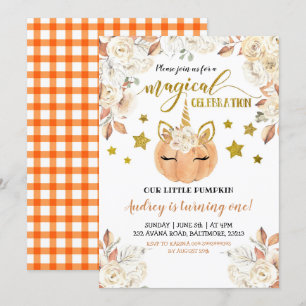 Invitation Le Citrouille de licorne florale blanche devient u