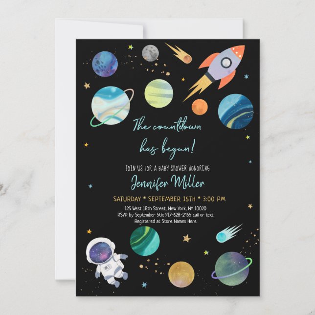 Invitation Le compte à rebours spatial des astronautes a comm (Devant)