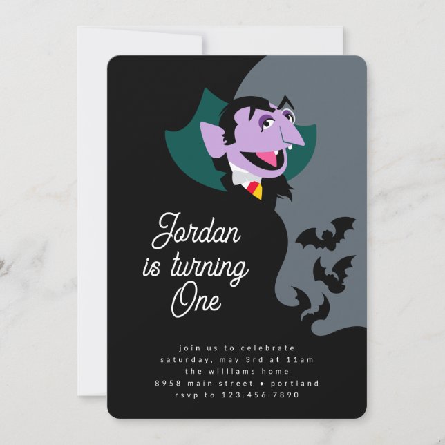 Invitation Le Comte von Count's Batty Birthday Bash (Devant)