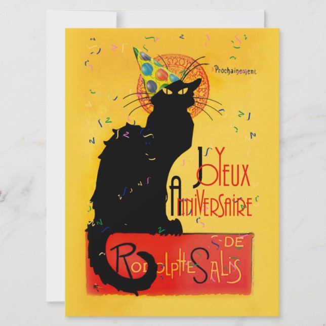 Invitation Le Conversation Noir - Joyeux Anniversaire (Devant)