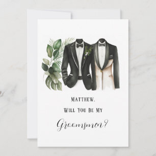 Invitation Le costume de l'homme et Floral Will You Be My Gro