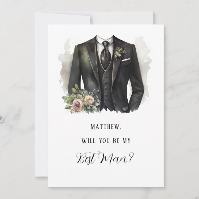 Invitation Le costume de l'homme et la flore seront-vous mon  (Devant)