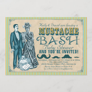 Invitation Le coup de moustache couple l'invitation de baby